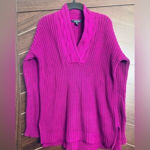 Lauren Ralph Lauren deep purple cable v neck sweater size medium